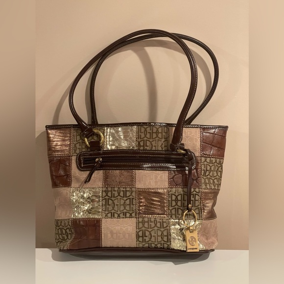 Vintage Y2K Giani Bernini Brown and Gold Tote Handbag - Picture 2 of 5